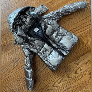 Shiny Silver Kids Puffer Jacket